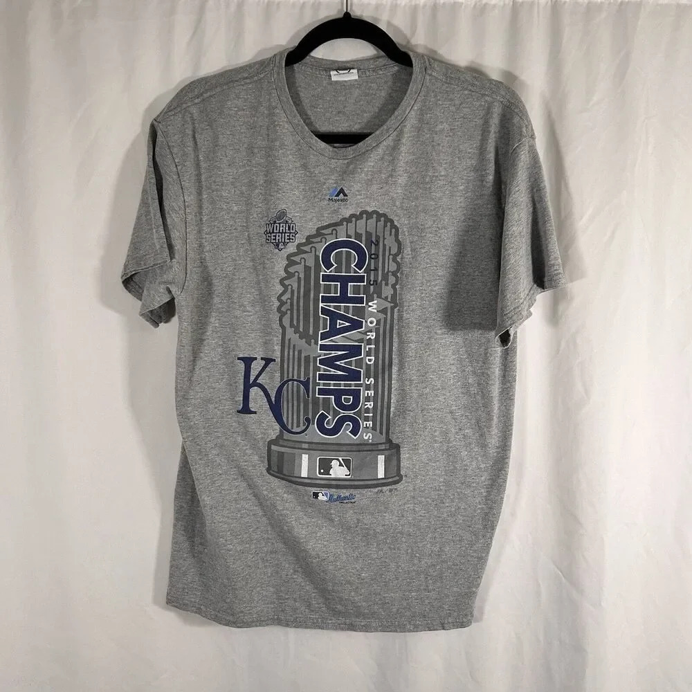 Kansas City Royals 2015 World Series Champs Shirt Unisex Medium Grey Short Sleev